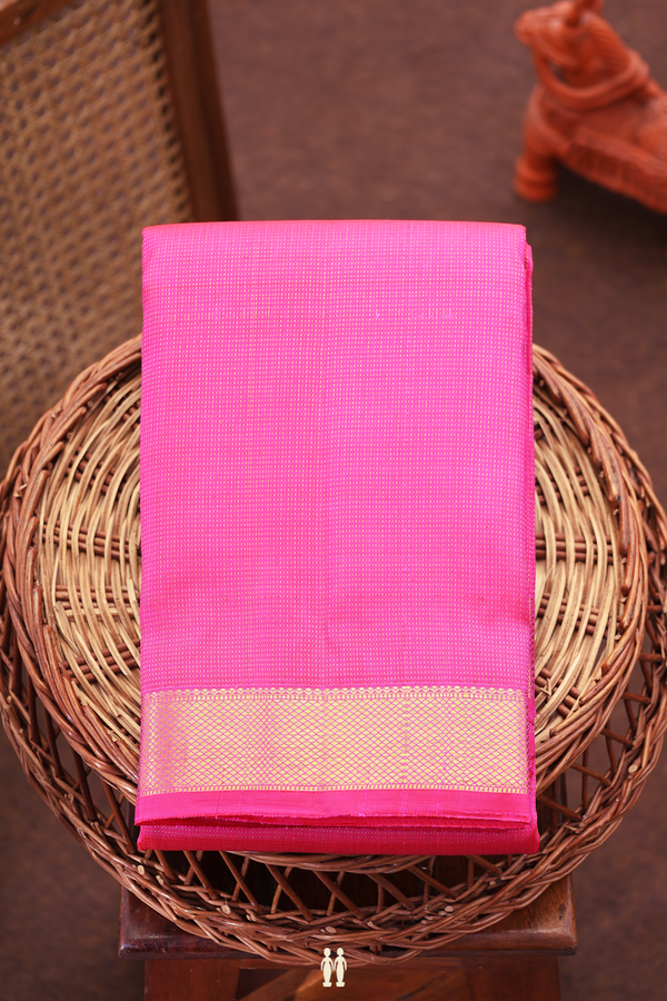 Kanchipuram Silk Saree In Pink With Stripes Design