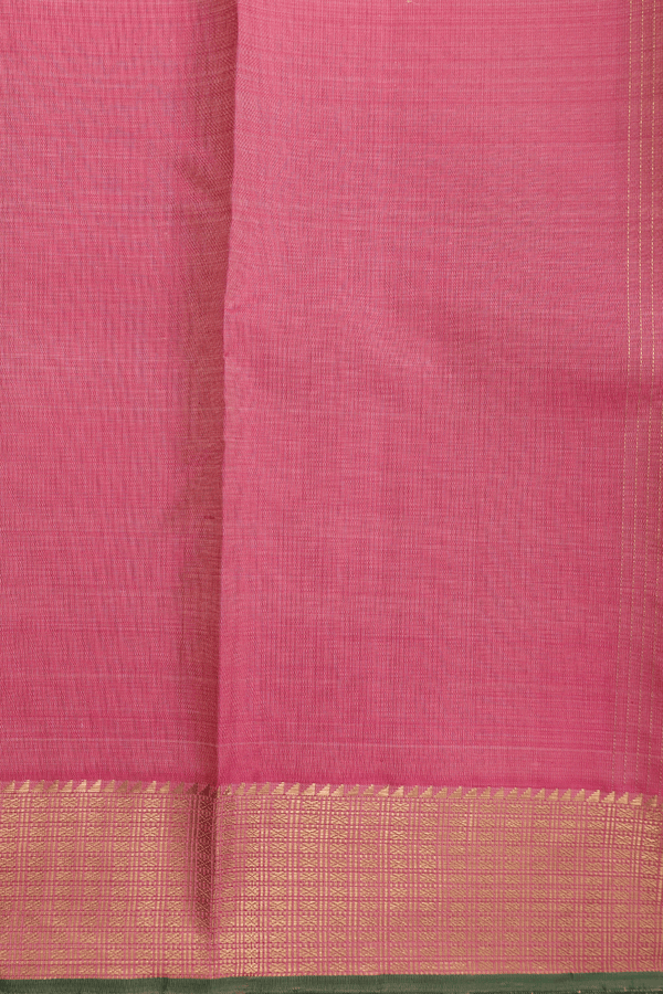 Kanchipuram Silk Saree In Pink With Stripes Design