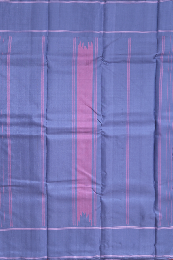 Kanchipuram Silk Saree In Pink With Stripes Design