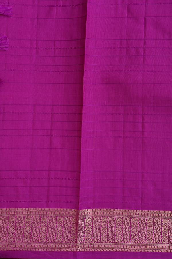 Kanchipuram Silk Saree In Pink With Stripes Design