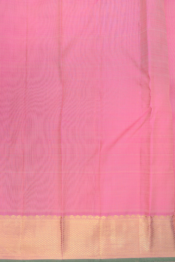 Kanchipuram Silk Saree In Pink With Stripes Design