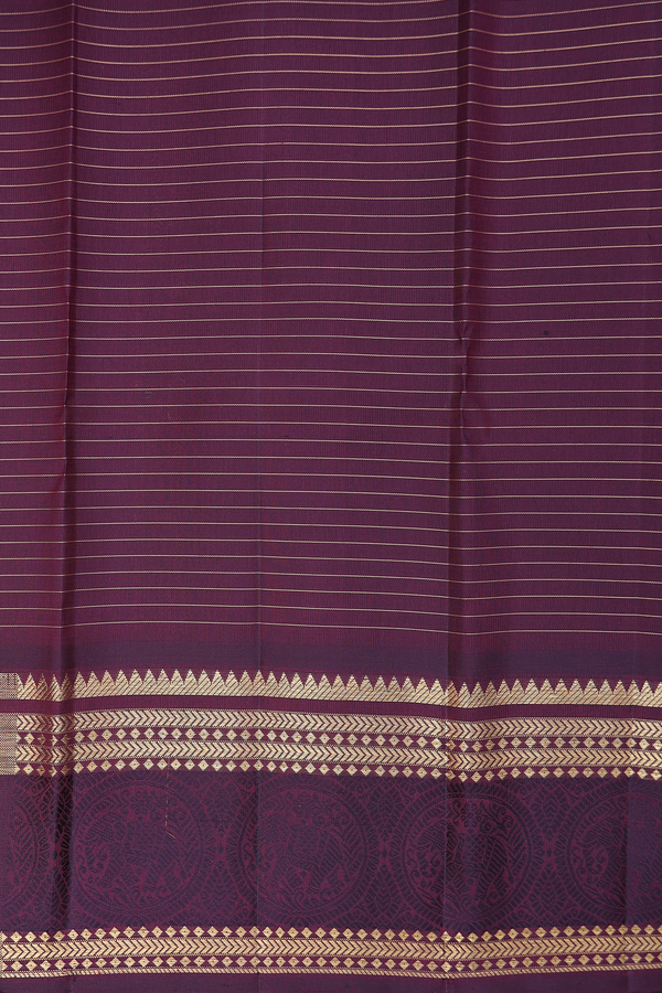 Kanchipuram Silk Saree In Pink With Stripes Design