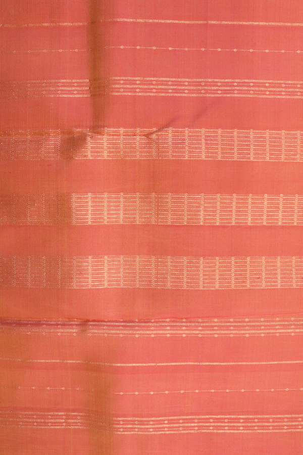 Kanchipuram Silk Saree In Pink With Stripes Design