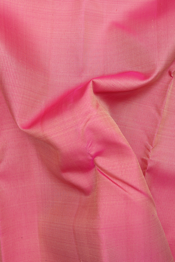 Kanchipuram Silk Saree In Pink With Stripes Design