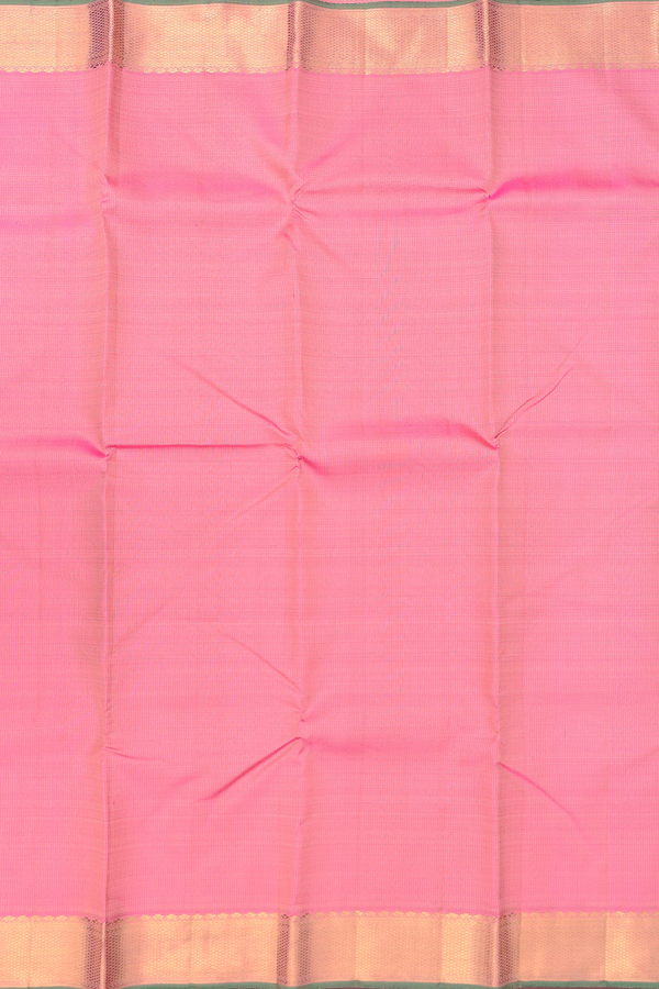 Kanchipuram Silk Saree In Pink With Stripes Design