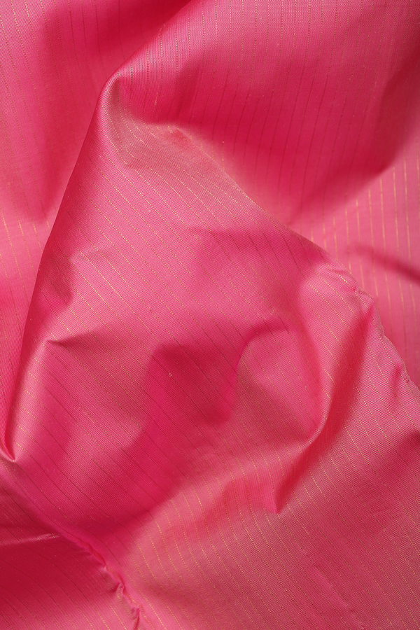 Kanchipuram Silk Saree In Pink With Stripes Design