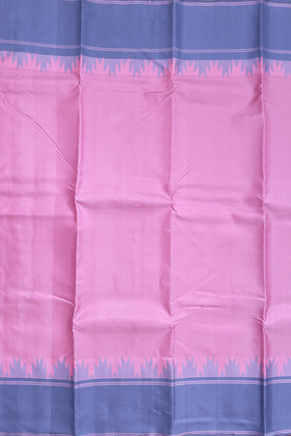 Kanchipuram Silk Saree In Pink With Stripes Design
