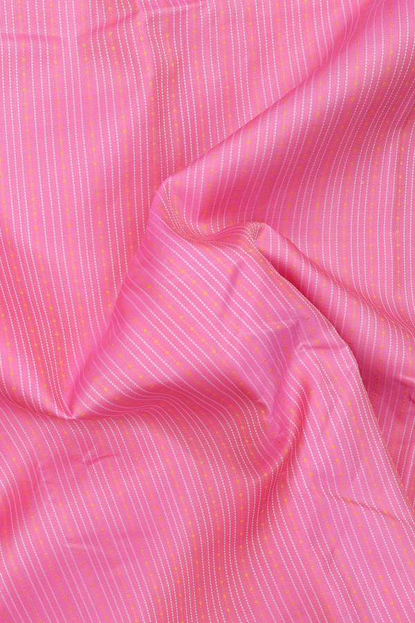 Kanchipuram Silk Saree In Pink With Stripes Design