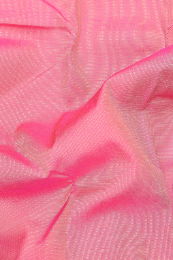 Kanchipuram Silk Saree In Pink With Stripes Design