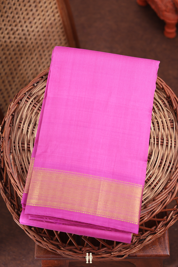 Kanchipuram Silk Saree In Pink With Zari Border