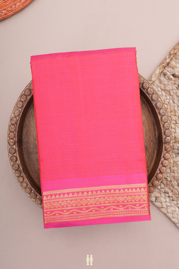 Kanchipuram Silk Saree In Pink With Zari Border