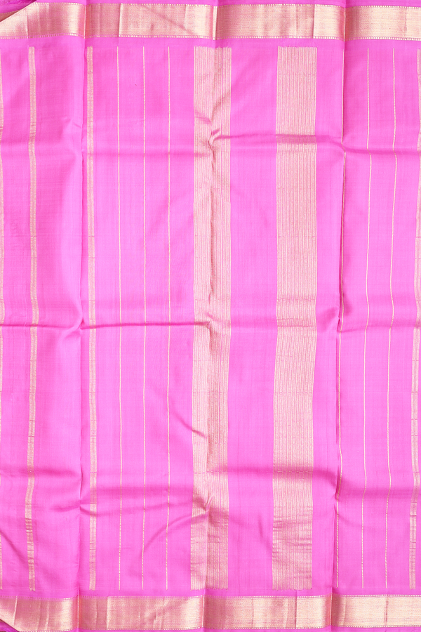 Kanchipuram Silk Saree In Pink With Zari Border
