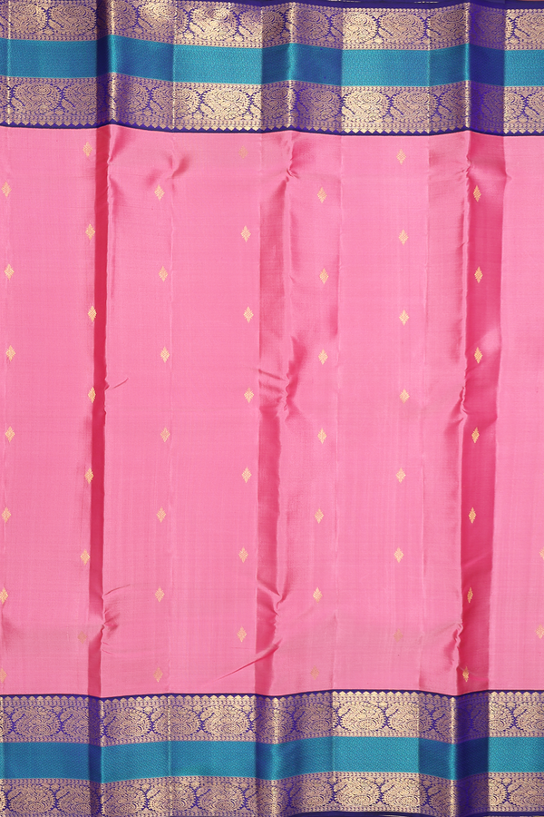 Kanchipuram Silk Saree In Orchid Pink With Zari Buttas