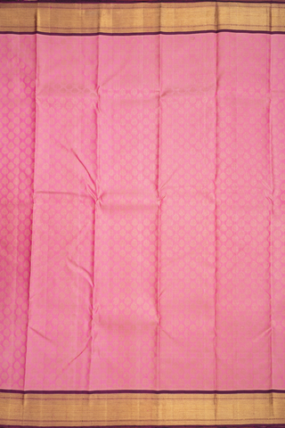 Kanchipuram Silk Saree In Pink With Zari Buttas
