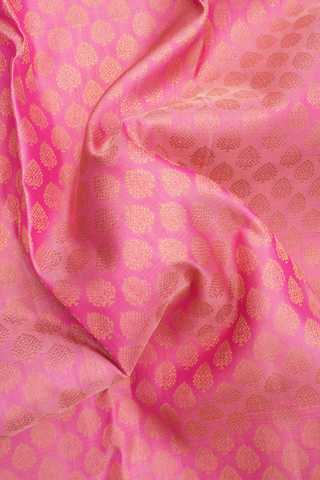 Kanchipuram Silk Saree In Pink With Zari Buttas