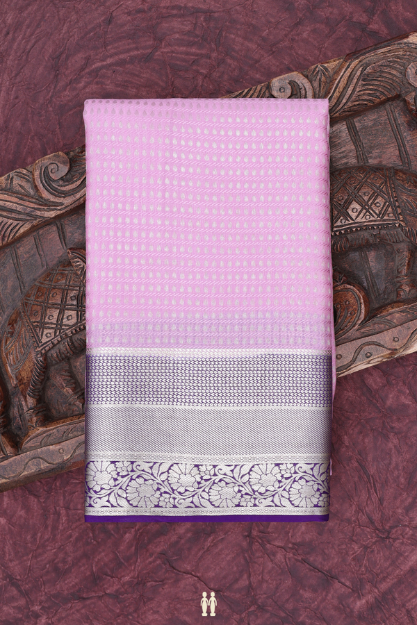 Mysore Silk Saree In Pink With Zari Buttis