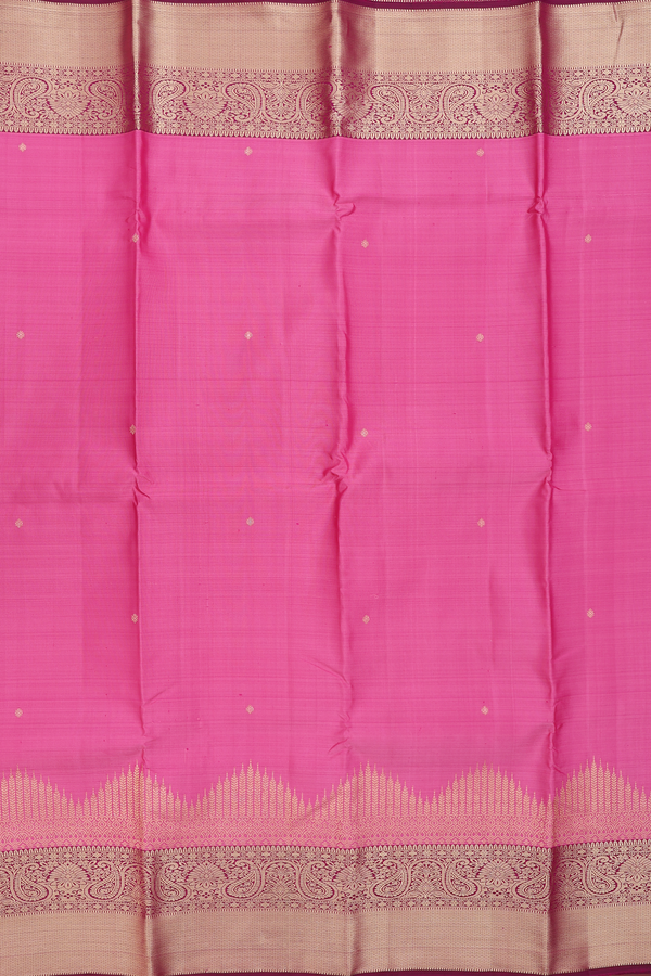 Kanchipuram Silk Saree In Pink With Zari Buttis