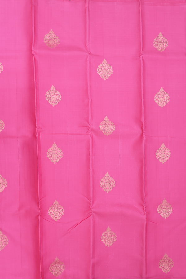 Kanchipuram Silk Saree In Pink With Zari Motifs