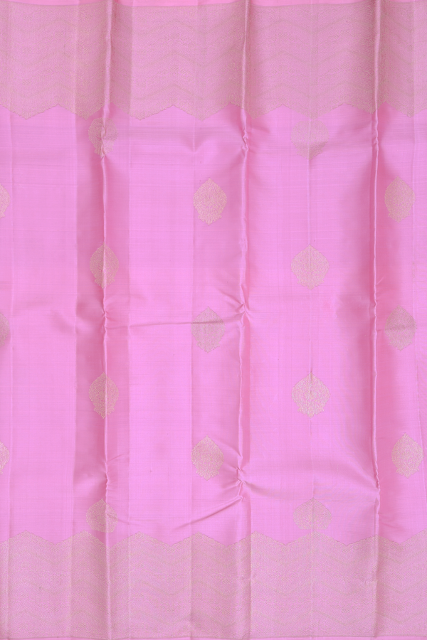 Kanchipuram Silk Saree In Pink With Zari Motifs