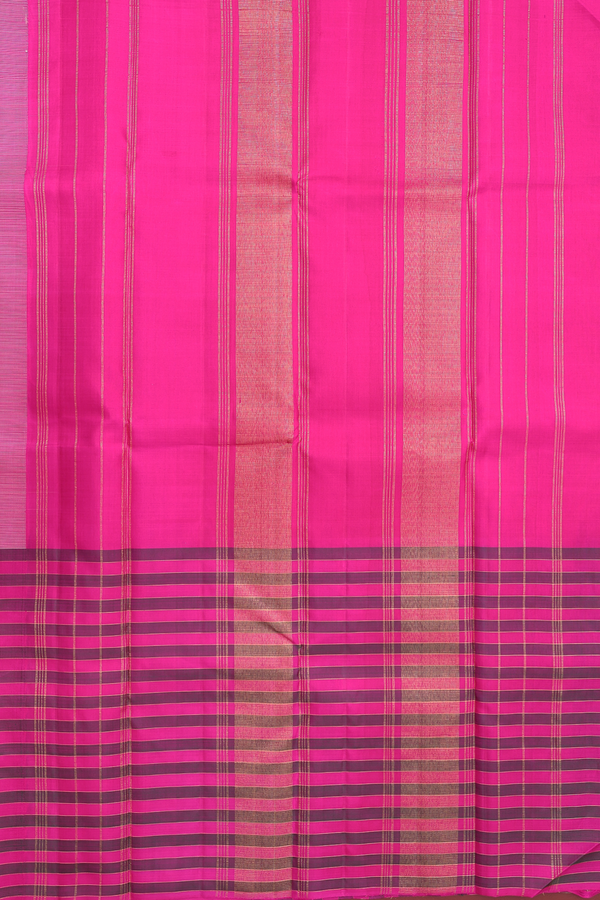 Kanchipuram Silk Saree In Cream Color With Big Checks Border