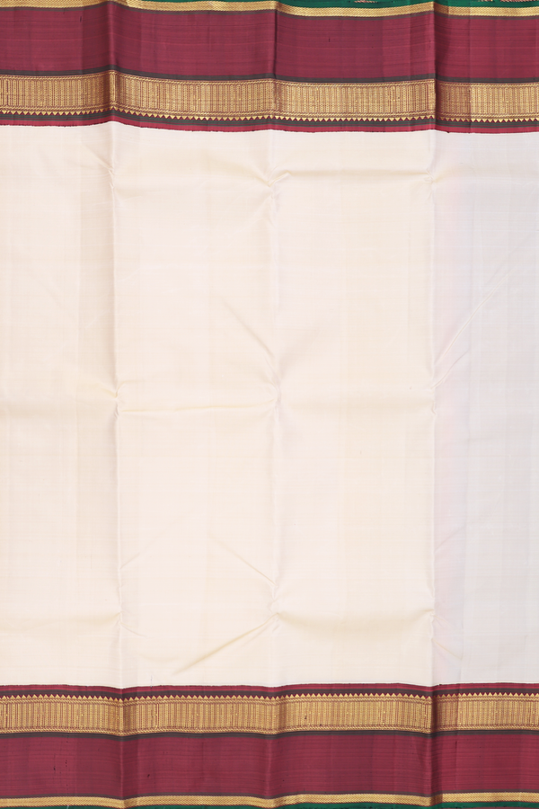 Kanchipuram Silk Saree In Plain Beige With Korvai Border