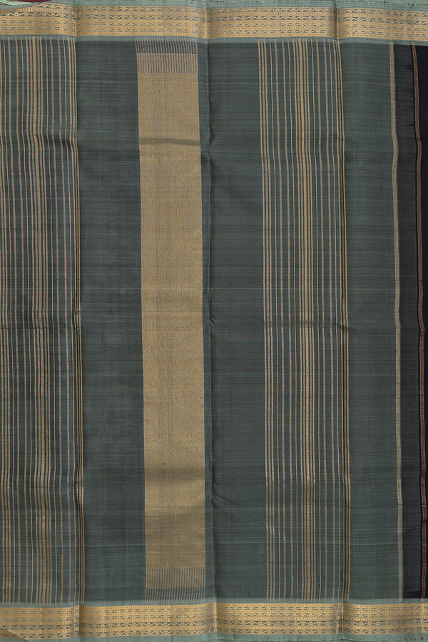 Kanchipuram Silk Saree In Plain Black With Contrast Border