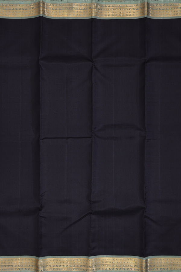 Kanchipuram Silk Saree In Plain Black With Contrast Border