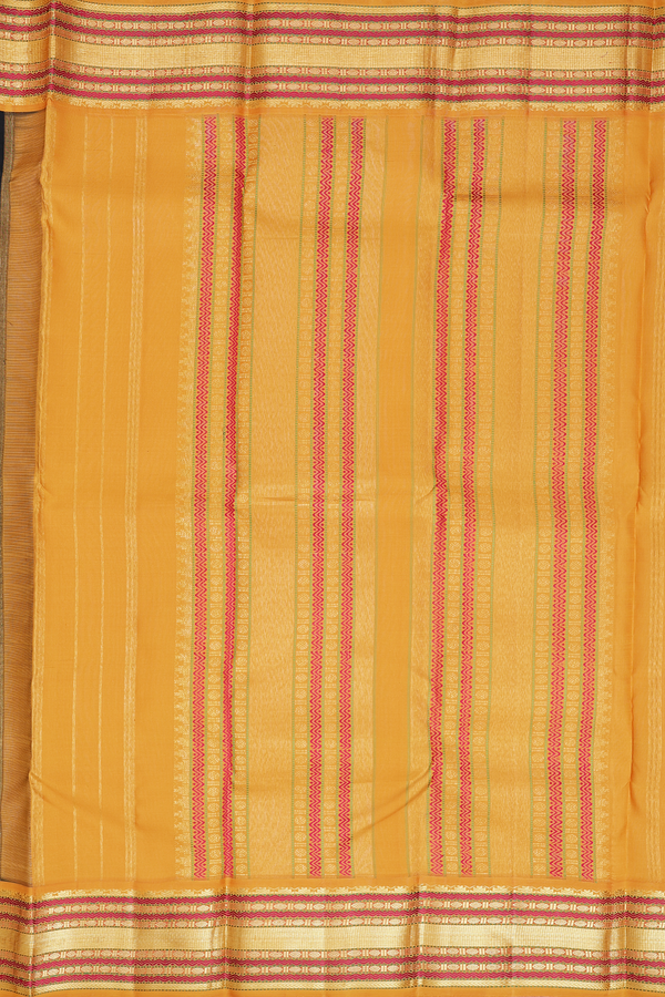 Kanchipuram Silk Saree In Plain Black With Korvai Border