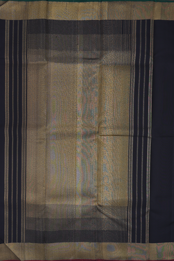 Kanchipuram Silk Saree In Plain Black With Zari Border