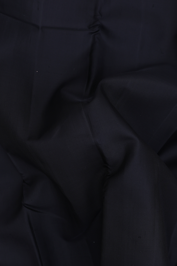 Kanchipuram Silk Saree In Plain Black With Zari Border