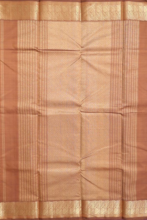 Kanchipuram Silk Saree In Plain Brown With Zari Border