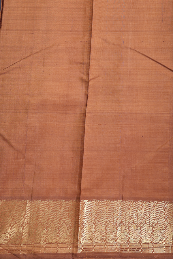 Kanchipuram Silk Saree In Plain Brown With Zari Border