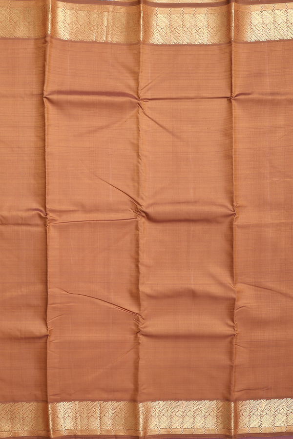 Kanchipuram Silk Saree In Plain Brown With Zari Border