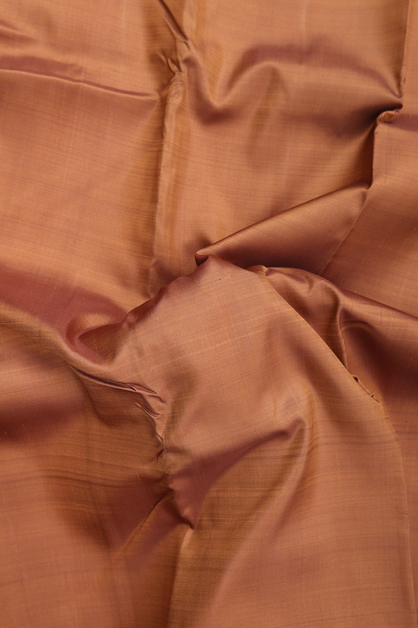 Kanchipuram Silk Saree In Plain Brown With Zari Border
