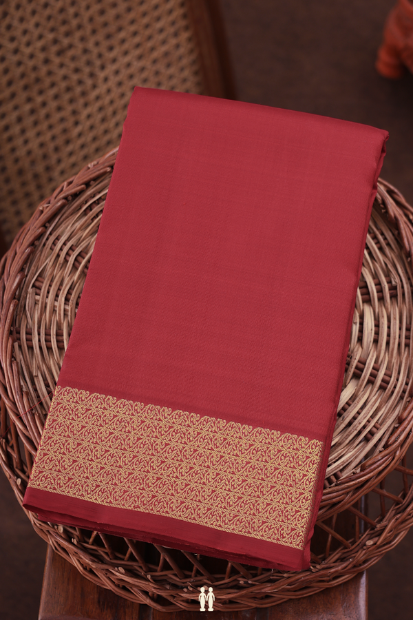 Kanchipuram Silk Saree In Plain Crimson Red With Zari Border