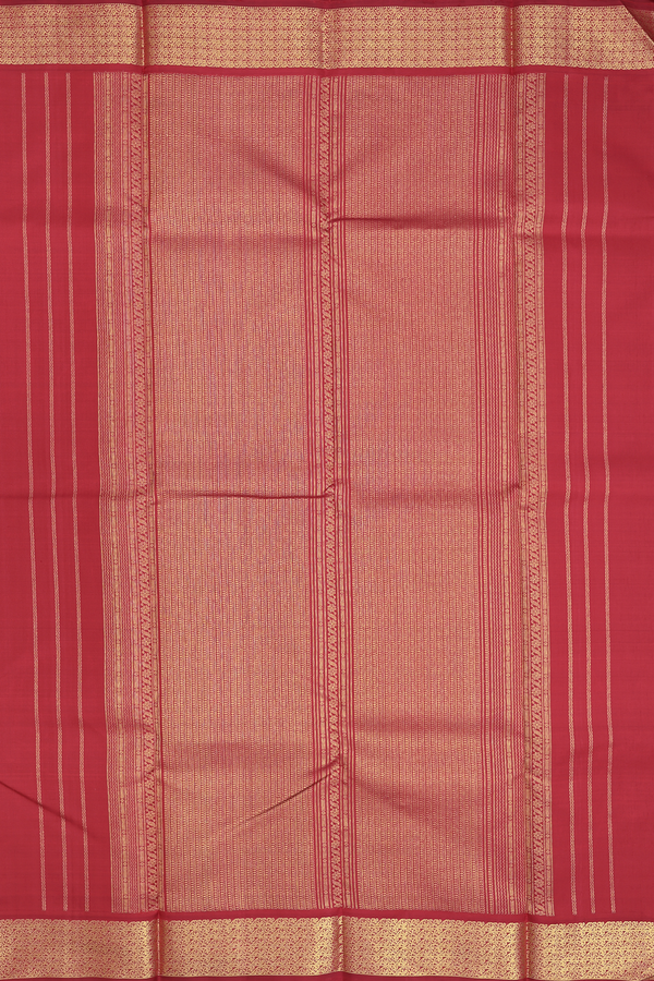 Kanchipuram Silk Saree In Plain Crimson Red With Zari Border
