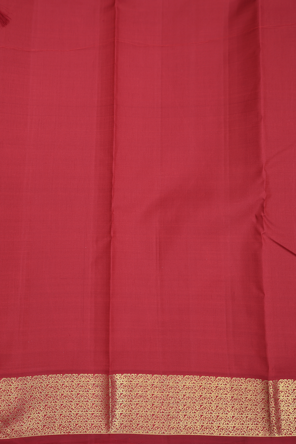 Kanchipuram Silk Saree In Plain Crimson Red With Zari Border