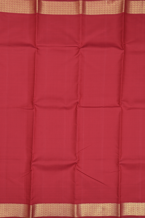 Kanchipuram Silk Saree In Plain Crimson Red With Zari Border