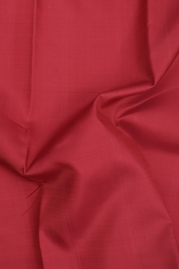 Kanchipuram Silk Saree In Plain Crimson Red With Zari Border