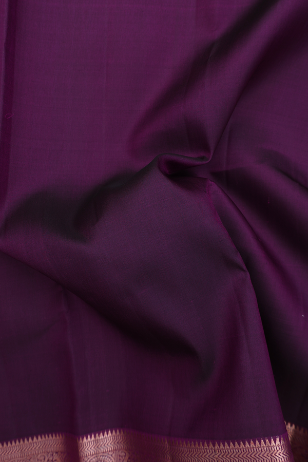 Kanchipuram Silk Saree In Plain Deep Purple With Zari Border