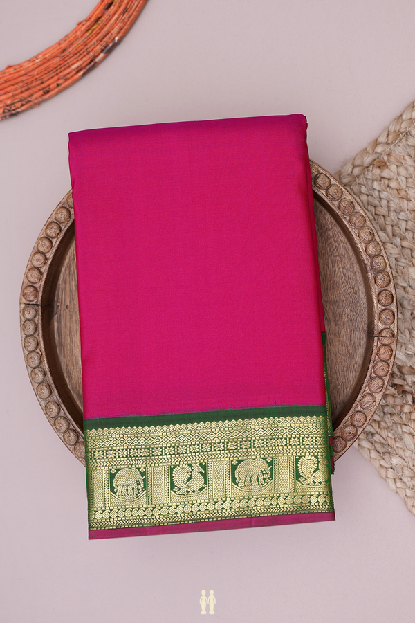 Kanchipuram Silk Saree In Plain Dual Tone With Korvai Border