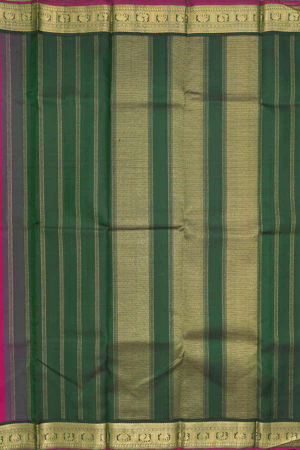 Kanchipuram Silk Saree In Plain Dual Tone With Korvai Border