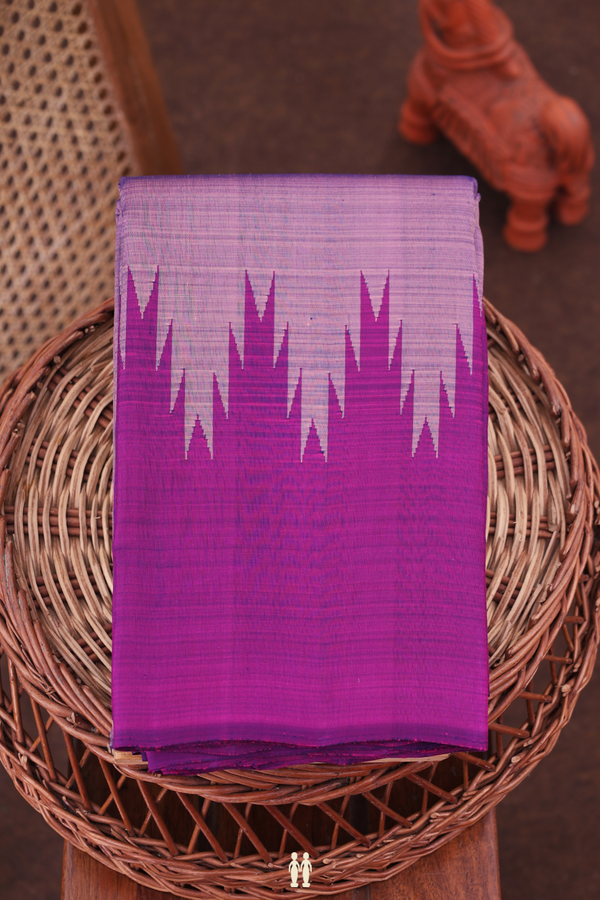 Kanchipuram Silk Saree In Plain Dual Tone With Temple Border