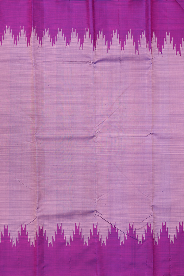 Kanchipuram Silk Saree In Plain Dual Tone With Temple Border