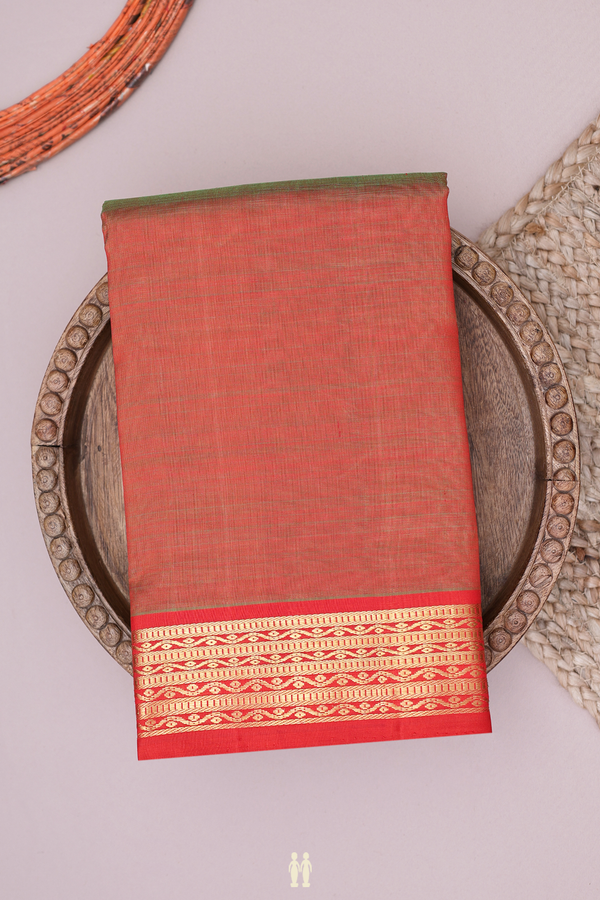 Kanchipuram Silk Saree In Plain Dual Tone With Zari Border