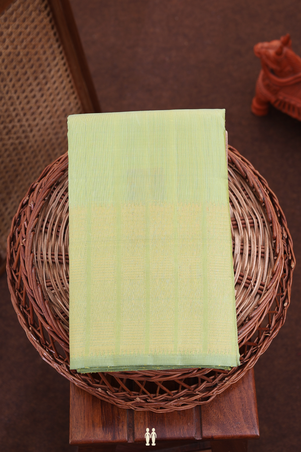 Kanchipuram Silk Saree In Plain Green With Zari Border