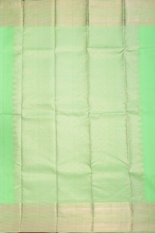 Kanchipuram Silk Saree In Plain Green With Zari Border
