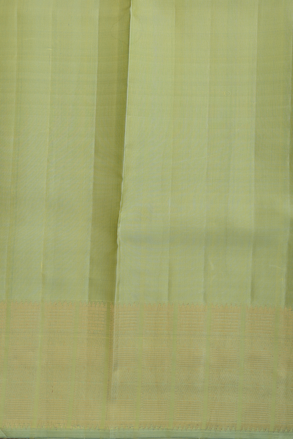Kanchipuram Silk Saree In Plain Green With Zari Border