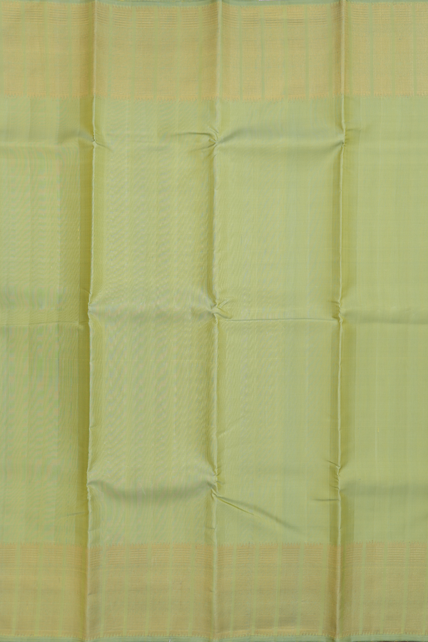 Kanchipuram Silk Saree In Plain Green With Zari Border
