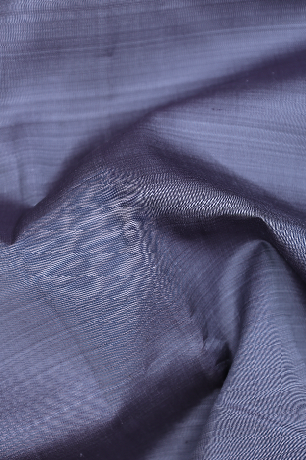 Kanchipuram Silk Saree In Plain Grey With Temple Border